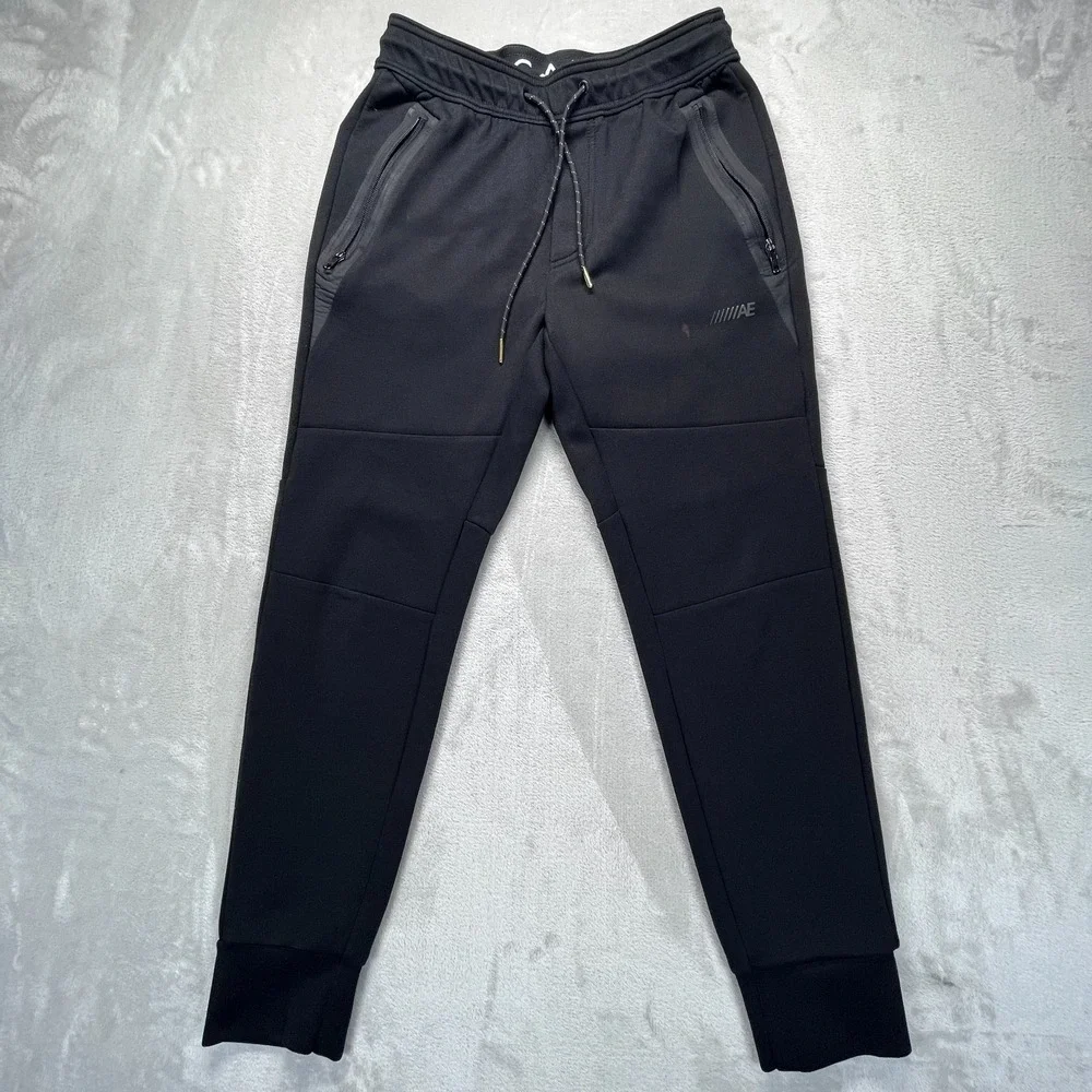 American Eagle Outfitters Jogger Pants Mens XS Black Logo Stretch Performance